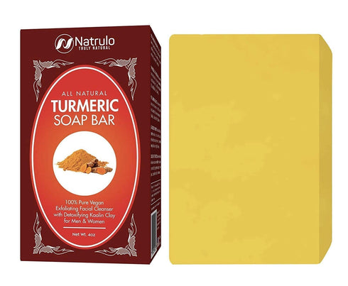 Natural Turmeric Soap Bar, 4oz – Turmeric Face & Body Wash for Dark Spots, Intimate Areas, Underarms – 100% Pure Vegan Exfoliating Facial Cleanser with Detoxifying Kaolin Clay – Turmeric Healing Skincare for Men & Women Made in USA