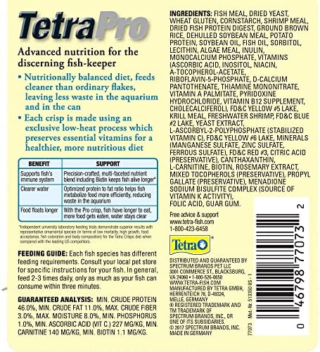 TetraPro Tropical Crisps 6.70 Ounces, Fish Food, Advanced Clear Water Formula