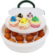 10 Inch Portable Pie Cupcake Carrier Deviled Egg Tray with Lid and Tray 3-In-1 Round Cupcake Container Egg Holder Muffin Tart Cookie Keeper Food (Green)