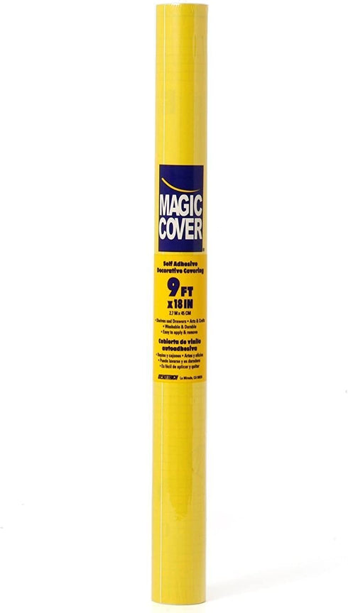 Magic Cover Premium Adhesive Vinyl Contact Shelf Liner and Drawer Liner, 18"x9', Solid Yellow