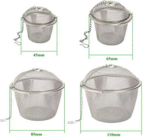 4 Size Stainless Steel Tea Strainer Infuser Tea ball Locking Ball Tea Spice Mesh Herbal Ball Cooking tools With Chain