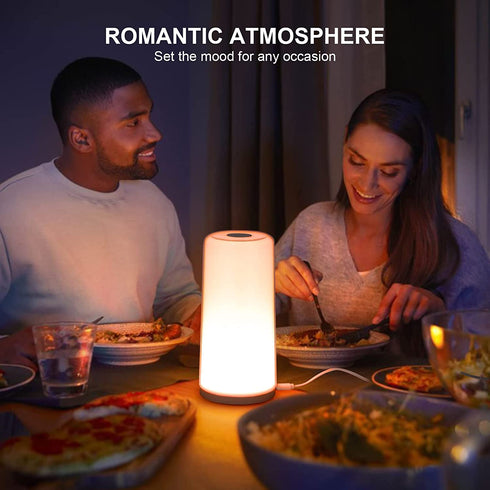 A.T.Lums Table Lamp - Touch Sensor Bedside Lamp, 3-Level Dimmable Warm White Lamp and RGB Color Changing Nightstand Light for Bedroom, Living Room, Office, Baby Kids Room