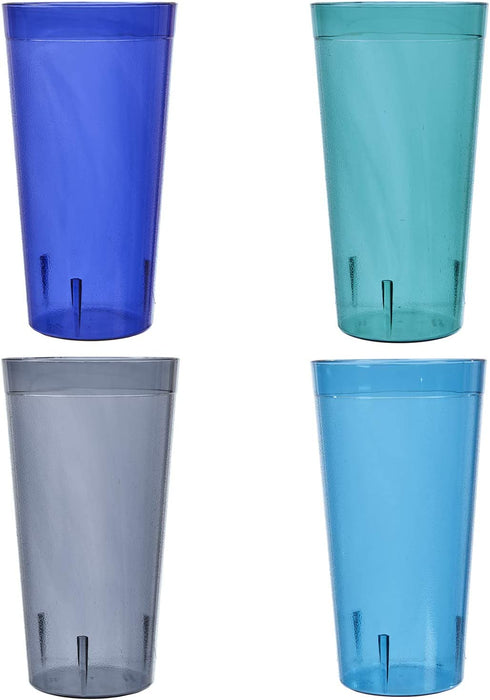 US Acrylic Caf© 32-ounce Plastic Restaurant Style Lightweight Stackable Beverage Tumblers | Reusable, BPA-free, Made in the USA, Top-rack Dishwasher Safe | Iced Tea Cups set of 12 in 4 Coastal Colors