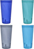 US Acrylic Caf© 32-ounce Plastic Restaurant Style Lightweight Stackable Beverage Tumblers | Reusable, BPA-free, Made in the USA, Top-rack Dishwasher Safe | Iced Tea Cups set of 12 in 4 Coastal Colors