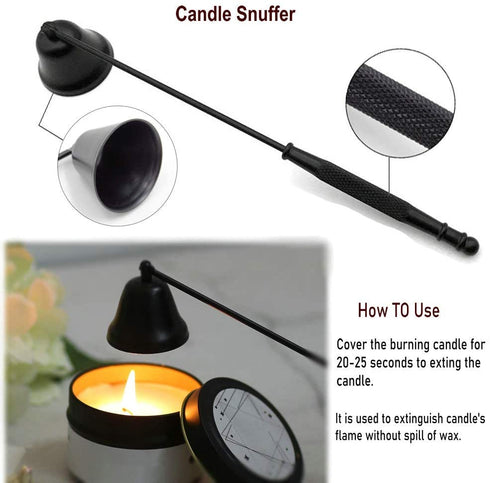 YONUFI Candle Snuffer, Candle Wick Trimmer Wick Dipper with Tray 4 in 1 Candle Accessory Set (Black)