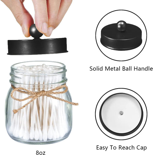 Mason Jar Bathroom Accessories Set 4 Pcs Black Soap Dispenser Toothbrush Holder Sets Rustic Farmhouse Decor