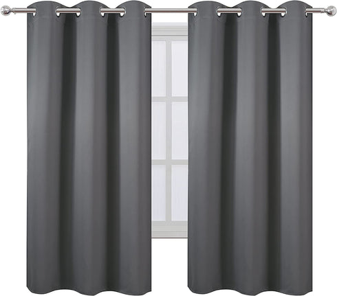 LEMOMO Grey Blackout Curtains 42 x 63 Inch Length/Set of 2 Curtain Panels/Thermal Insulated Room Darkening Blackout Curtains for Bedroom