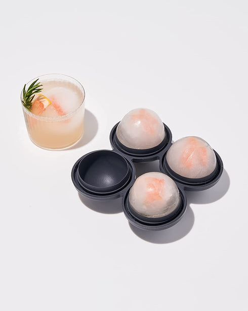 W&P Peak Silicone Sphere Ice Mold w/ Cover | Charcoal | Easy to Remove | Round Cocktail Whiskey Drink Ice Maker | Food Grade Premium Silicone | Dishwasher Safe, BPA Free