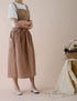 Women Cotton Linen Cross Back Apron with Pockets for Gardening Works Pinafore Dress