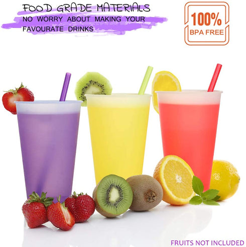 Color Changing Cups Tumblers with Lids Straws - 16oz Kids Tumblers Reusable Plastic Cold Cups for Adults