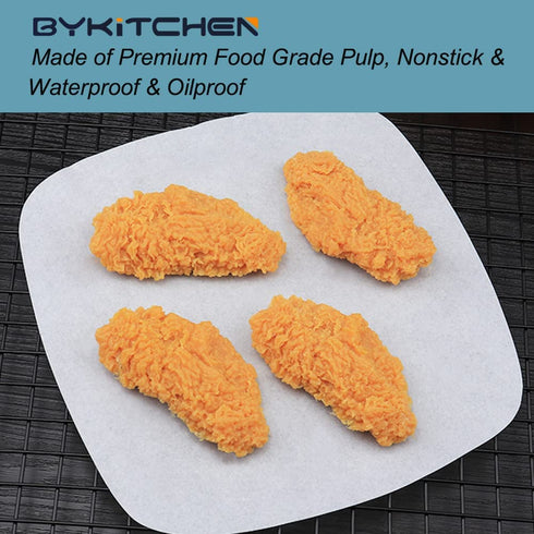 BYKITCHEN Air Fryer Parchment Paper, 8.7x8.7 Inches, Set of 200, Nonstick Square Parchment Paper for Air Fryer, Compatible with Ninja Foodi, Cosori, Philips, Power XL Air Fryers and More