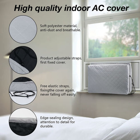 Indoor Air Conditioner Cover, AC Unit Window Cover for Inside Double Insulation with Elastic Drawstring 21 x 15 x 3.5 inches (L x H x D)