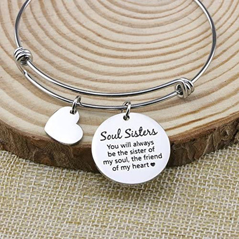 Soul Sister Bracelet Best Friend Jewelry Gift for Sister in law Inspirational Bangle