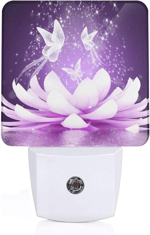 Lotus Flower Plug in LED Night Light Automatic Dusk to Dawn Sensor Wall Decorative for Bright Bathroom Bedroom Kids Room Hallway