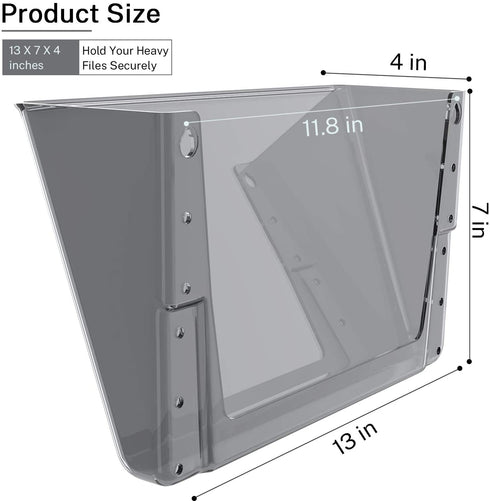 MaxGear Acrylic File Holder Wall Organizer 6 Pockets Hanging File Organizers Wall Mounted Paper Organizer Holders Wall Bins for Office and Home, Smoke, 13x4x7 inches