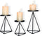 MAINFOR Candle Holder for Pillar Candle Stand Candlesticks, Holiday Wedding Fireplace Geometric Decor Candles Holder for Table Centerpiece, Set of 3 Black Wrought Iron Tall Candle Stick Holder Floor