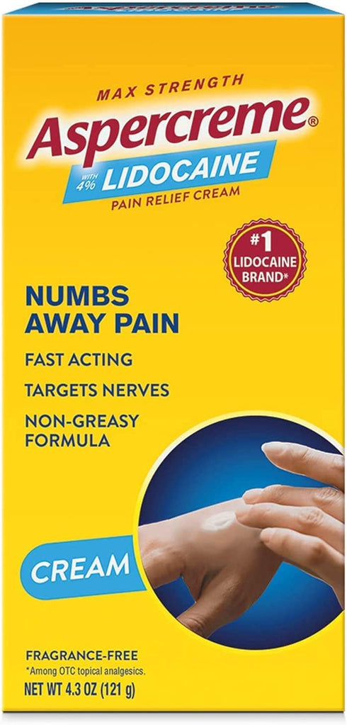 Aspercreme with Lidocaine Maximum Strength Pain Relief Cream, 4.7 oz.
