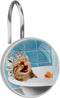 C.IOPMNU Funny Cat Shower Curtain Hooks, 12pcs Cat Loving His Bath Decorative Shower Curtain Hanger Rings Roller, Rust Resistant Round Shower Rings Hangers for Bathroom Curtains Rods