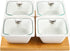 Tebery 4 Pack Ceramic Divided Serving Dishes Relish Tray, Appetizer & Condiment Server Set, 5OZ Removable Serving Platter Bowl with Glass Lids & Bamboo Tray for Fruits, Nuts, Candies, Veggies