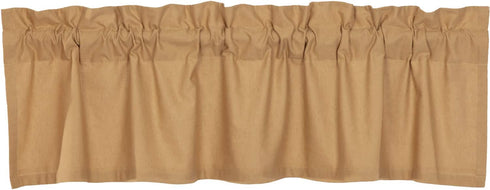 VHC Brands Simple Life Flax Solid Color Cotton Linen Blend Farmhouse Kitchen Curtains Rod Pocket Hanging Loops 16x60 Valance, Khaki Tan