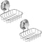 SANNO Vacuum Suction Cup Soap Dish Holder, Soap Holder Soap Dish Saver Tray Bar Soap Sponge Holder for Shower, Bathroom, Tub and Kitchen Sink Stainless Steel-2Pack