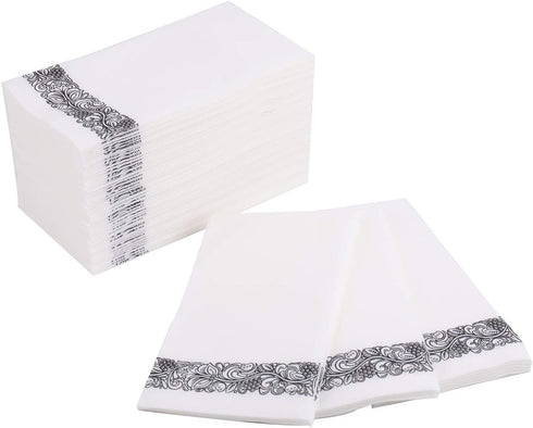 Foraineam 100 Pack Disposable Hand Towels Linen-Feel Hand Napkins - Decorative Floral Paper Guest Towels