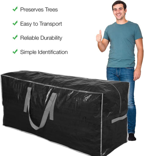 ProPik Artificial Tree Storage Bag | Fits Up to 7 ft. Tall Disassembled Tree | 45" x 15" x 20" Holiday Tree Storage Case | Perfect Xmas Storage Container with Sleek Zipper and Handles (Green) (Black)
