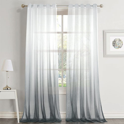 Dreaming Casa Gradient Ombre Sheer Curtains Draperies Window Treatment Voile for Living Room Kid s Room Grommet Grey 2 Panels 63 inches Long, 52" W x 63" L