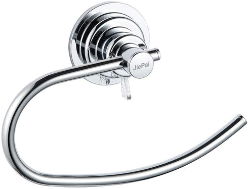 JiePai Vacuum Suction Towel Holder,Modern Shower Towel Ring,Washcloth Hand Towel Holder for Bathroom Kitchen Drill Free,Chrome