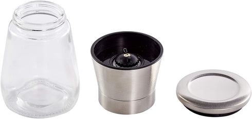 Slat and Pepper Grinder Set of 2 with Stainless Steel Holder, Adjustable Coarseness, Premium Stainless Steel and Glass body Spice Mill, Salt and Pepper Shaker
