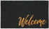 mDesign Rectangular Coir and Rubber Entryway Welcome Doormat with Natural Fibers for Indoor or Outdoor Use - Decorative Script Welcome Design - Black/Natural