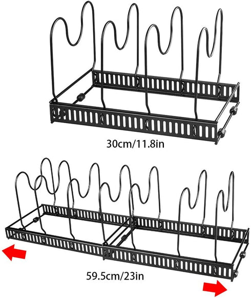 Pot and Pan Organizer for Cabinet Lid Holder Expandable, Tomorotec Attom Tech Home Cabinet Pot Lid Storage Rack Organizer for Frying Pan Kitchen