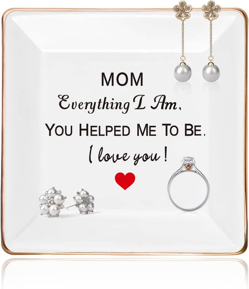 Gifts for Mom from Daughter Son,Ceramic Jewelry Tray Mom Ring Dish Decorative Gift,Christmas Valentines Day Mothers Day Birthday Gifts for Mom Grandma Aunt Mother in Law Women Her Who Love Unique Gift