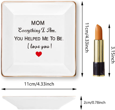 Gifts for Mom from Daughter Son,Ceramic Jewelry Tray Mom Ring Dish Decorative Gift,Christmas Valentines Day Mothers Day Birthday Gifts for Mom Grandma Aunt Mother in Law Women Her Who Love Unique Gift