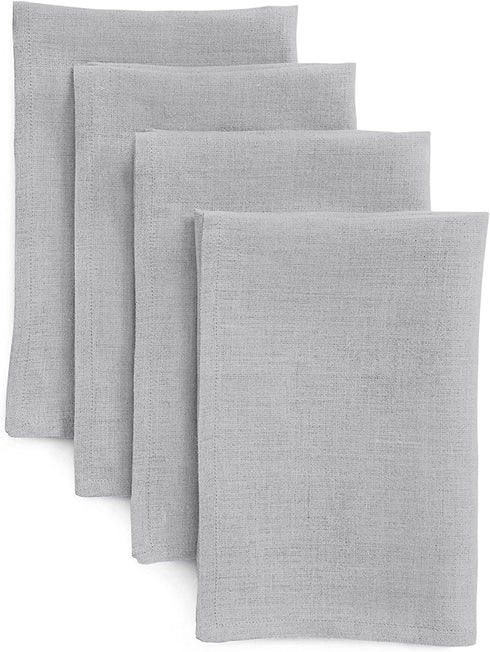 Solino Home Soft Grey Linen Napkins 20 x 20 Inch Fete, Set of 4 Handcrafted Machine Washable 100% Pure Linen Dinner Napkins