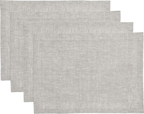 Solino Home Linen Placemats 14 x 19 Inch, European Flax, Oyster Grey Set of 4 Placemats Athena, Handcrafted with 100% Pure Linen