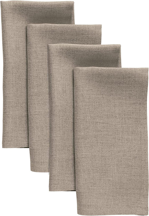 Solino Home Linen Dinner Napkins 20 x 20 Inch, Natural Set of 4, Fete, Handcrafted and Machine Washable Natural Fabric European Flax