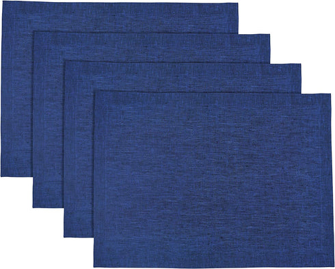 Solino Home Linen Placemats Athena, 14 x 19 Inch, Royal Blue Set of 4 Handcrafted with 100% Pure Linen European Flax