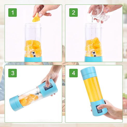 Portable Personal Mini Smoothie Blender - USB Rechargeable Shake Smoothies Mixer Single Small Size Fruit Juice Blender Battery Operated Individual Juicer Cup for Travel Camping & Outdoor - Blue