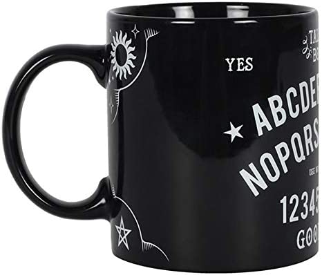 Mug - Ceramic Tea/Coffee - Talking/Ouija Board Mug - Black Gothic Wicca Witchcraft Design - Spirit Board