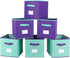 TQVAI Mix Color Foldable Storage Cubes 6 Pack Closet Bins Boxes with Label Holder Colorful Kid Toy Basket Bins - Mix Purple & Mint Green