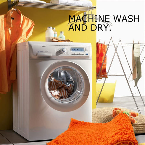 Orange Bath Rugs Bathroom Mats and Rugs Non Slip Ultra Soft Chenille Rug/Bathmat/Toilet Mat/Toilet Rug/Shower Rug Washable Rug Super Absorbent Throw Rug 19.7 x 31.5 Inch