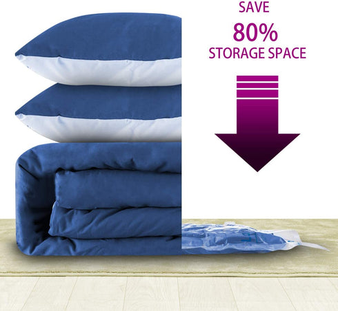 Vacuum Storage Bags 7 pack, Space Saver Sealer Bags for Clothes Blankets Comforters with Hand Pump (Large)