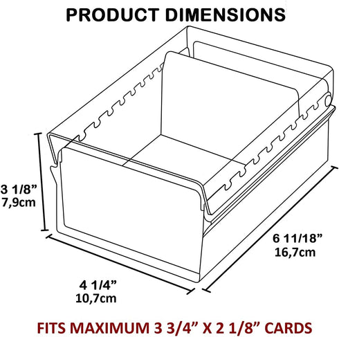 Acrimet Index Business Card Size File Holder Organizer Metal Base Heavy Duty (AZ Index Cards and Divider Included) (White Color with Clear Crystal Plastic Lid Cover)