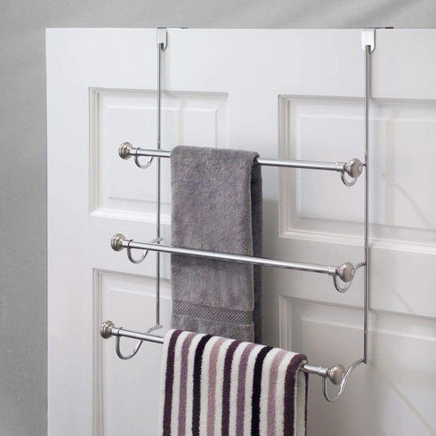 iDesign York Over the Shower Door Towel Rack for Bathroom, 1.5" x 7" x 22.8", Chrome/Brushed,79150
