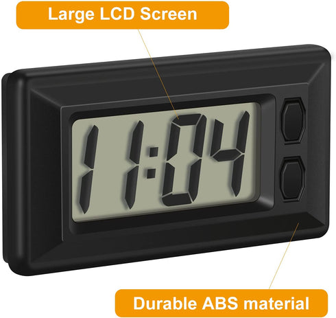 4 Pieces Electronic Clock with Adhesive Pad LCD Digital Car Clock Table Car Dashboard Desk Electronic Clock for Car Dashboard Home Desk Office