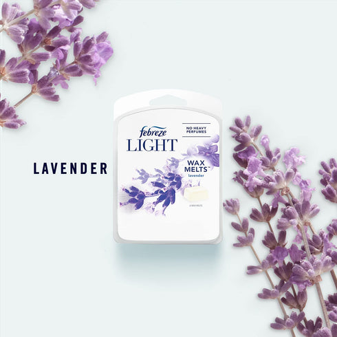 Febreze Light Wax Melts, Air Freshener and Odor Eliminator, Lavender, 6 Count, Pack of 4
