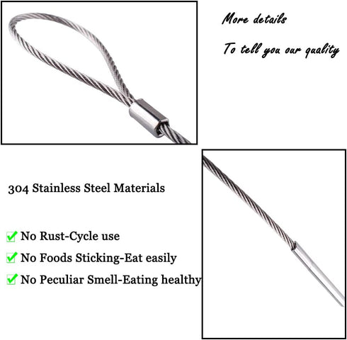 Wadoy BBQ Flexible Skewers for Grilling, 29Inch(Set of 8) Cable Skewers, Stainless Steel Flexible Kabob Skewers
