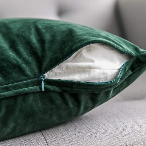 MIULEE Pack of 2 Decorative Velvet Throw Pillow Cover Soft Pillowcase Solid Square Cushion Case for Sofa Bedroom Car 20x20 Inch 50x50 cm Army Green