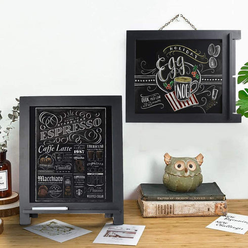 Magnetic Chalkboard Sign, 15x12 Wood Framed Blackboard with Chalk Marker and 2PC Magnets, Rustic Chalk Board Easel for Menu Kitchen Wedding Farmhouse D©cor, Tabletop or Wall Hanging Display